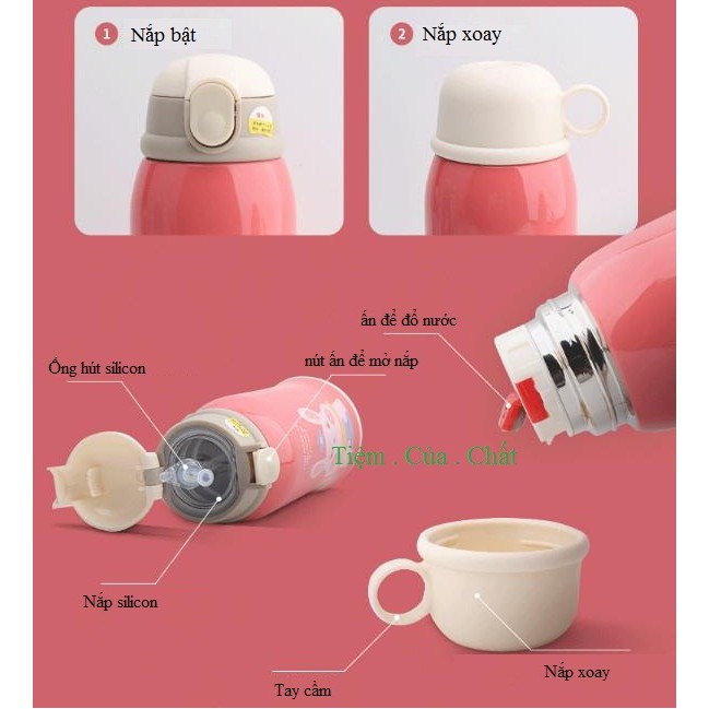 [TẶNG KÈM TÚI XÁCH] Bình Giữ Nhiệt Trẻ Em Chất Liệu Inox 316 Cao Cấp An Toàn Tuyệt Đối