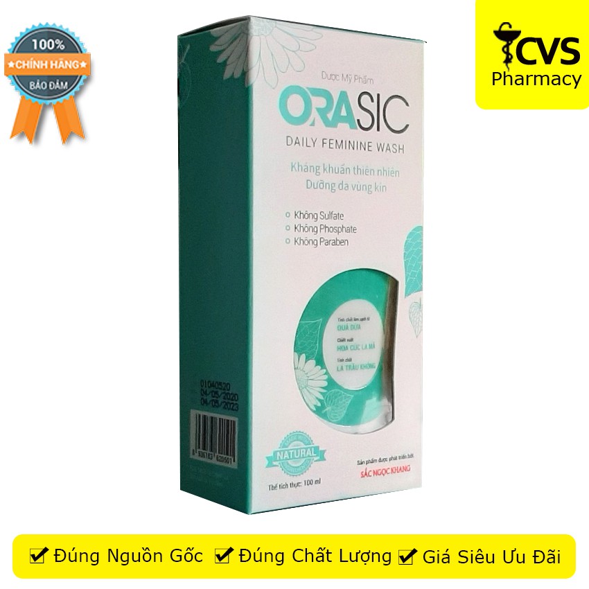 Dung Dịch Vệ Sinh Hằng Ngày ORASIC (Chai 200 ml) giúp dưỡng ẩm, ngăn ngừa khô, rát, làm sạch dịu nhẹ - cvspharmacy