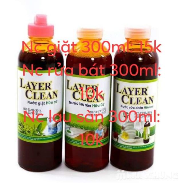 Nước rửa chén bát hữu cơ Layer Clean chai 300ml