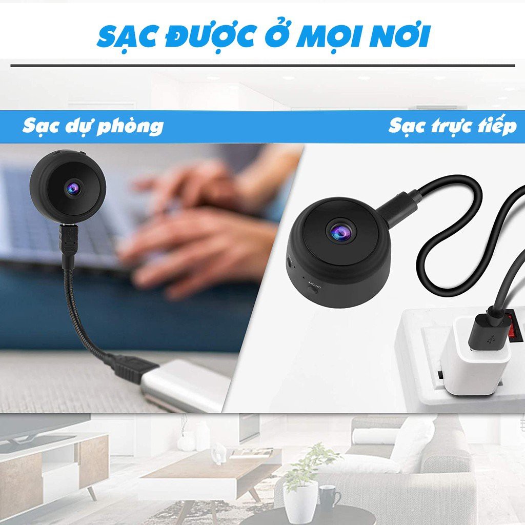 Camera mini siêu nhỏ giám sát A9 FullHD 1080p IP wifi kết nối với điện thoại, quay ban đêm