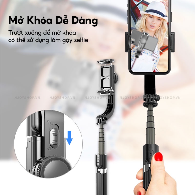 Gậy Chụp Ảnh 3 Chân L08 Chống Rung Gimbal Có Điều Khiển Bluetooth Hỗ Trợ Chụp Ảnh Selfie Tự Sướng Quay Video Njoyshop