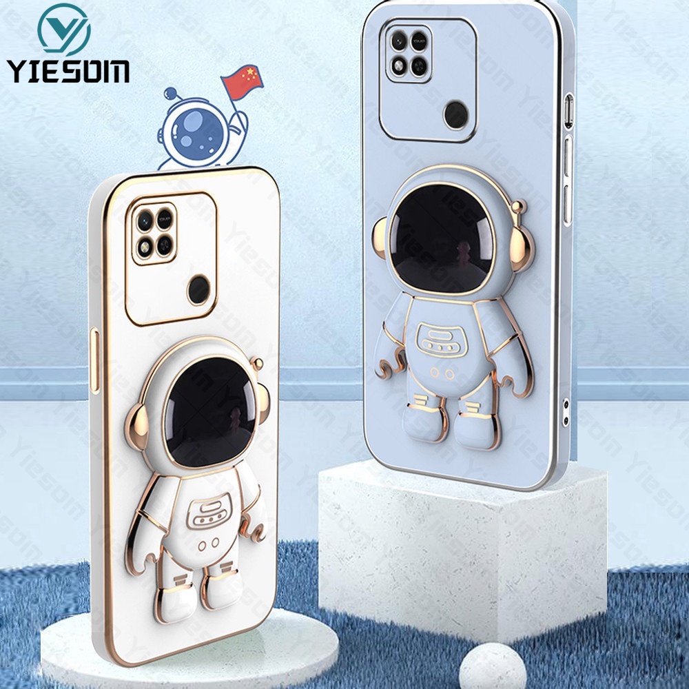Ốp Điện Thoại Silicon Dẻo Họa Tiết Phi Hành Gia Lấp Lánh Kèm Giá Đỡ Cho Xiaomi Redmi 10C 10A 9C 9A 9T 9 8 8A