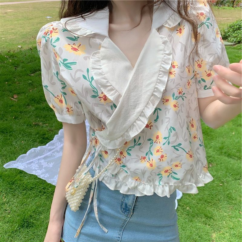 Áo Thun Nữ Ngắn Tay Cổ Chữ V Thời Trang Hàn | BigBuy360 - bigbuy360.vn