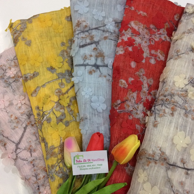 V189🌈 VẢI ORGANZA 3D CAO CẤP HOẠ TIẾT NHẬT BẢN MAY ĐỒ CHO DOLL, OBITSU, DIY, HANDMADE, QUILTING, SCRUNCHIES, DECOR..