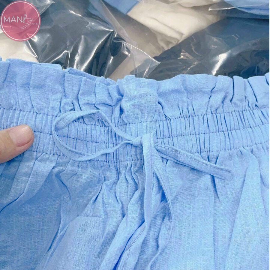 Quần short nữ mặc nhà, quần sooc đùi nữ chất đũi ống rộng cạp chun dây rút siêu mềm siêu mịn siêu mát | BigBuy360 - bigbuy360.vn