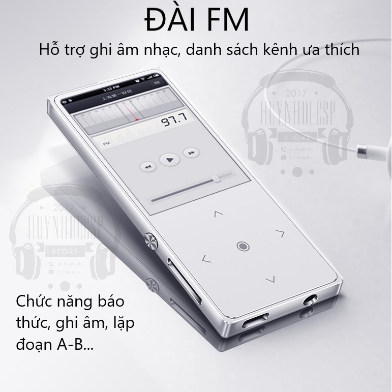 Máy nghe nhạc Bluetooth Benjie K8 Lossless Loa ngoài Hifi Kèm tai nghe và bộ quà tặng Vỏ nhôm nguyên khối