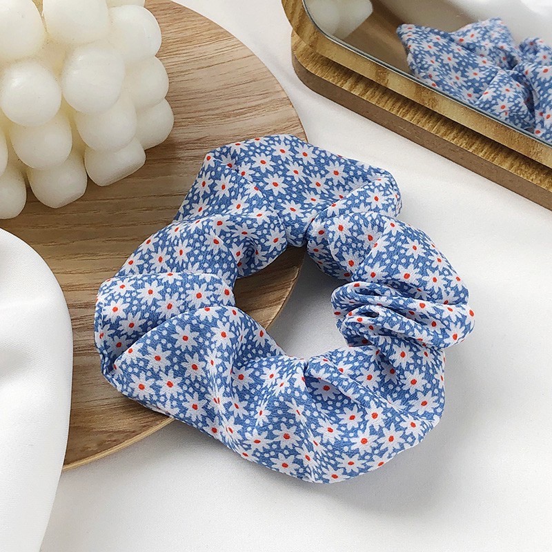 Dây cột tóc, buộc tóc Scrunchies vải chấm bi caro Hàn Quốc