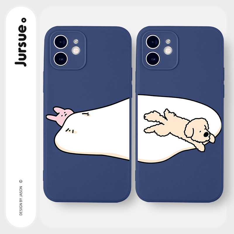 Ốp lưng JURSUE mềm hoạt hình cặp đôi dễ thương đẹp cho iPhone 13 12 11 Pro Max SE 2020 X XR XS ip 8 7 6 6S Plus kute Y95