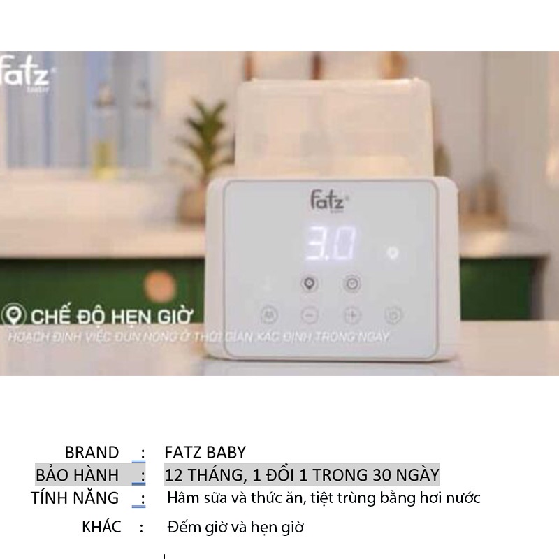 Máy hâm sữa tiệt trùng DOU 3 – FATZ BABY FB3093VN chính hãng BaByC