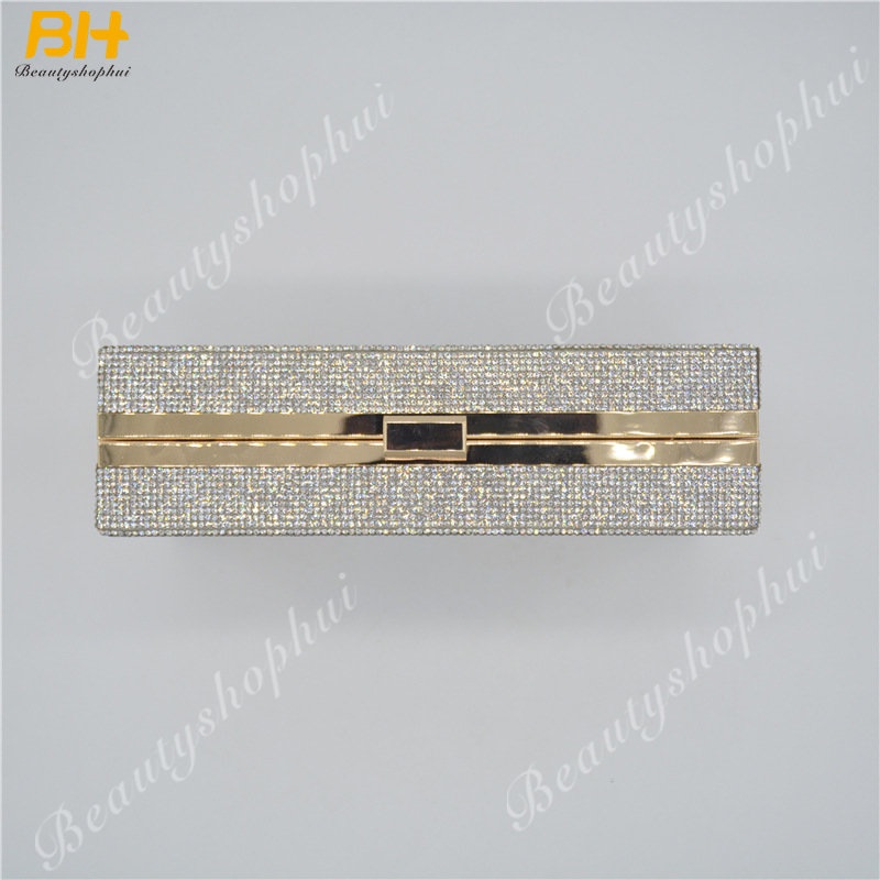 Ví Cầm Tay Bằng Nhựa Hình Vuông Nhỏ Đính Đá Lấp Lánh Thời Trang Dự Tiệc