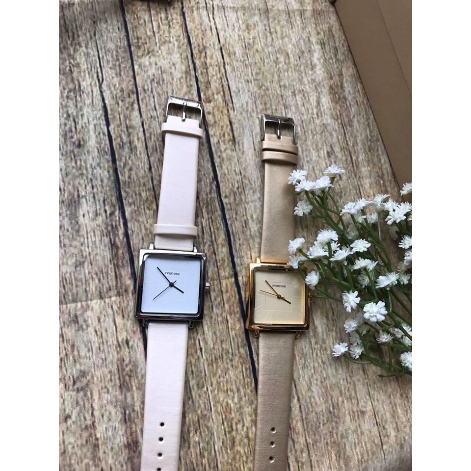 [HÀNG CHÍNH HÃNG] Đồng hồ nữ EVERYONE mặt vuông dây da cao cấp size 36mm | BigBuy360 - bigbuy360.vn