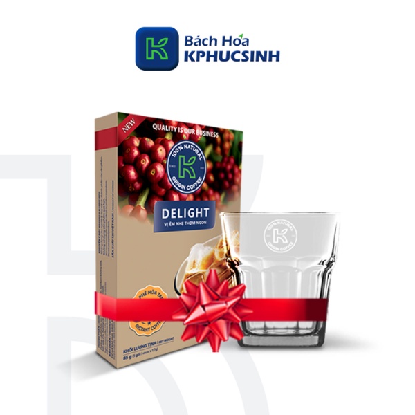 Combo cà phê sữa 3in1 K Delight 85g và ly thủy tinh cao cấp thương hiệu KCOFFEE