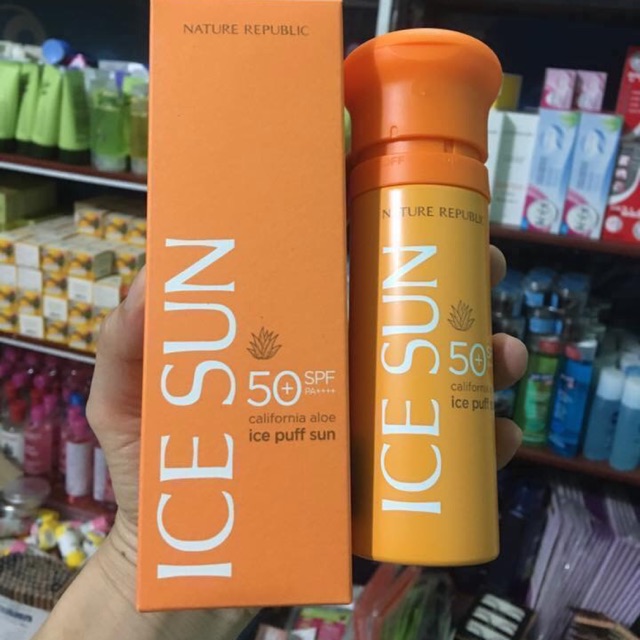 🍁🍁🍁KEM CHỐNG NẮNG ICE SUN SPF50 PA++++ CLEAR ICE PUFF SUN -  NATURE REPUBLIC🍁🍁🍁