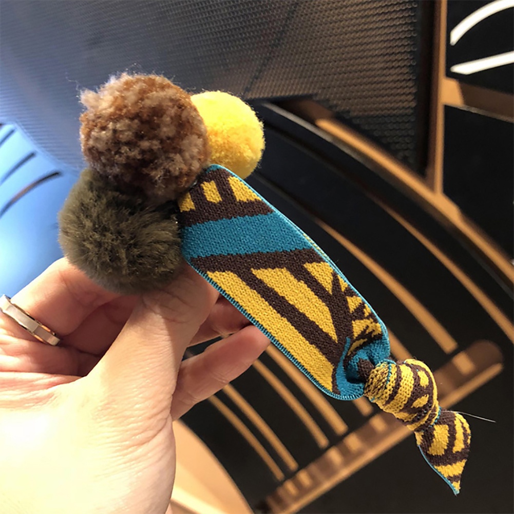 Dây thun cột tóc đính bóng lông co giãn cho nữ