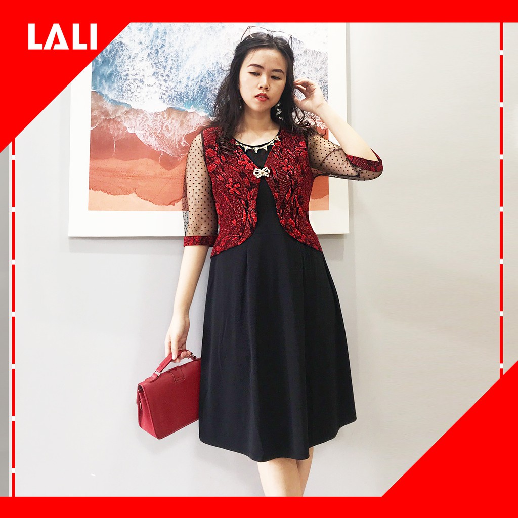 [Mã FAMAYFA2 giảm 10K đơn 50K] Đầm nữ trung niên hoa Ordin, Váy trung niên dáng xòe tay lửng MS70