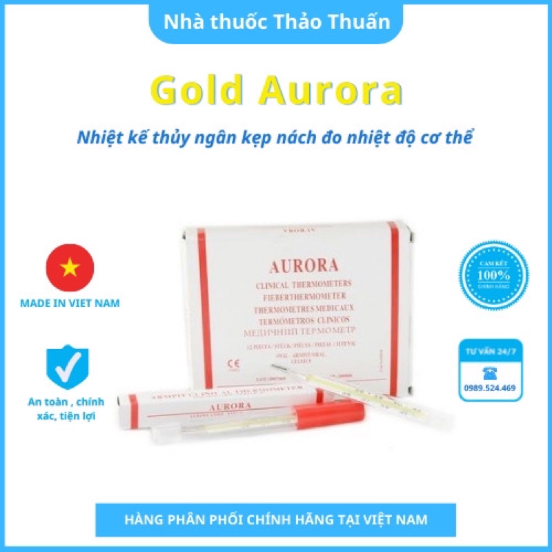 Nhiệt kế thủy ngân đo nhiệt độ cơ thể AURORA hàng Đức