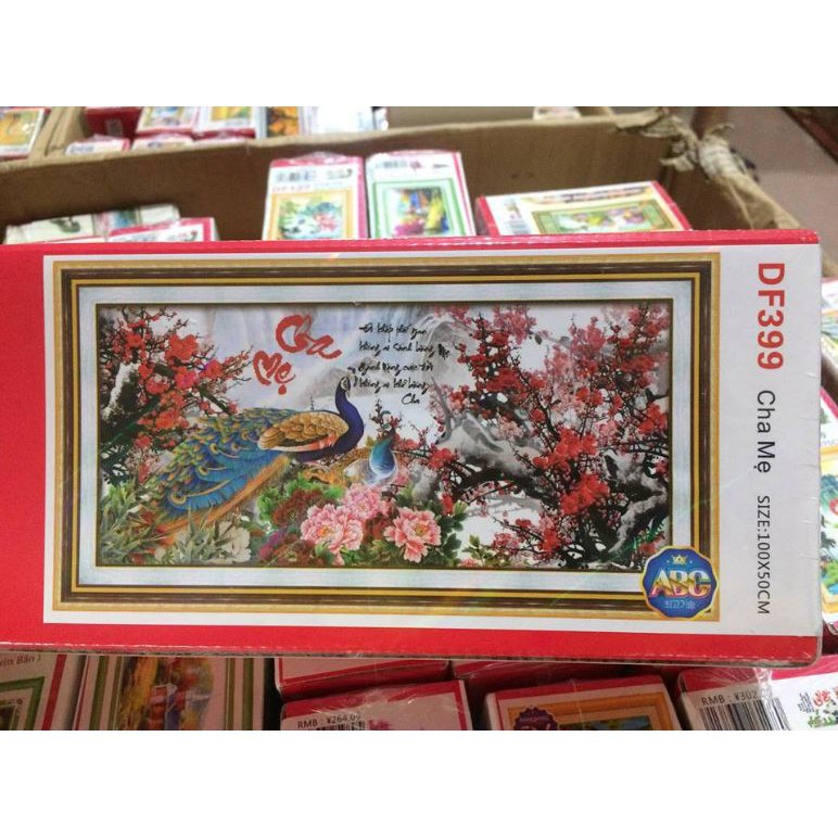 Tranh đính đá cha mẹ DF399 (KT: 100 x 50 cm)