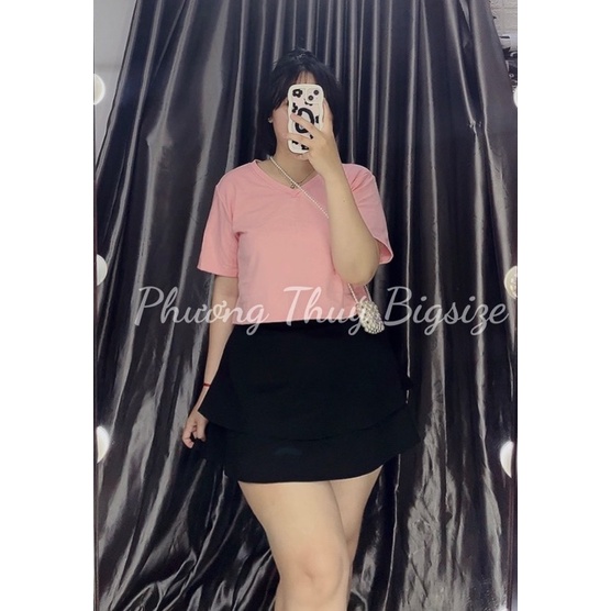 Áo thun cổ tim tay ngắn form croptop nữ bigsize