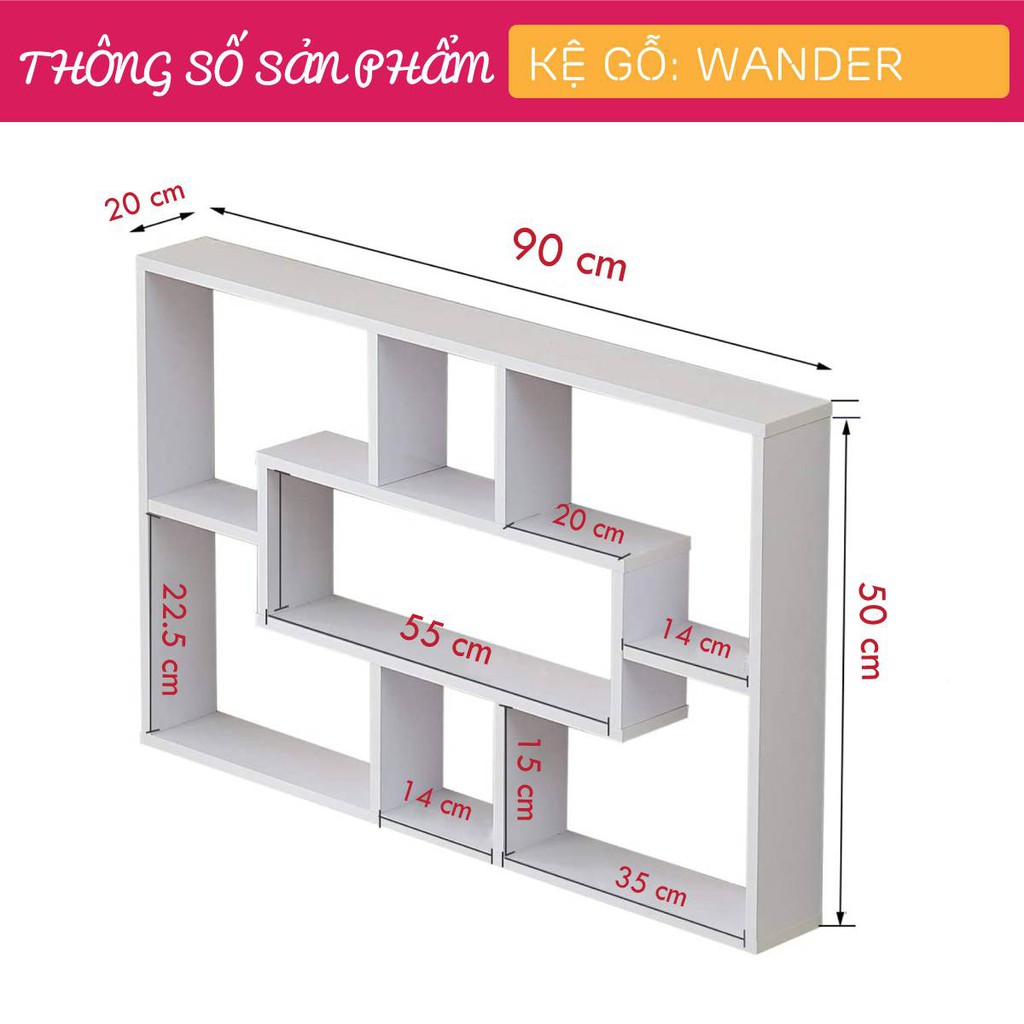 Kệ gỗ treo tường trang trí hiện đại SMLIFE Wander