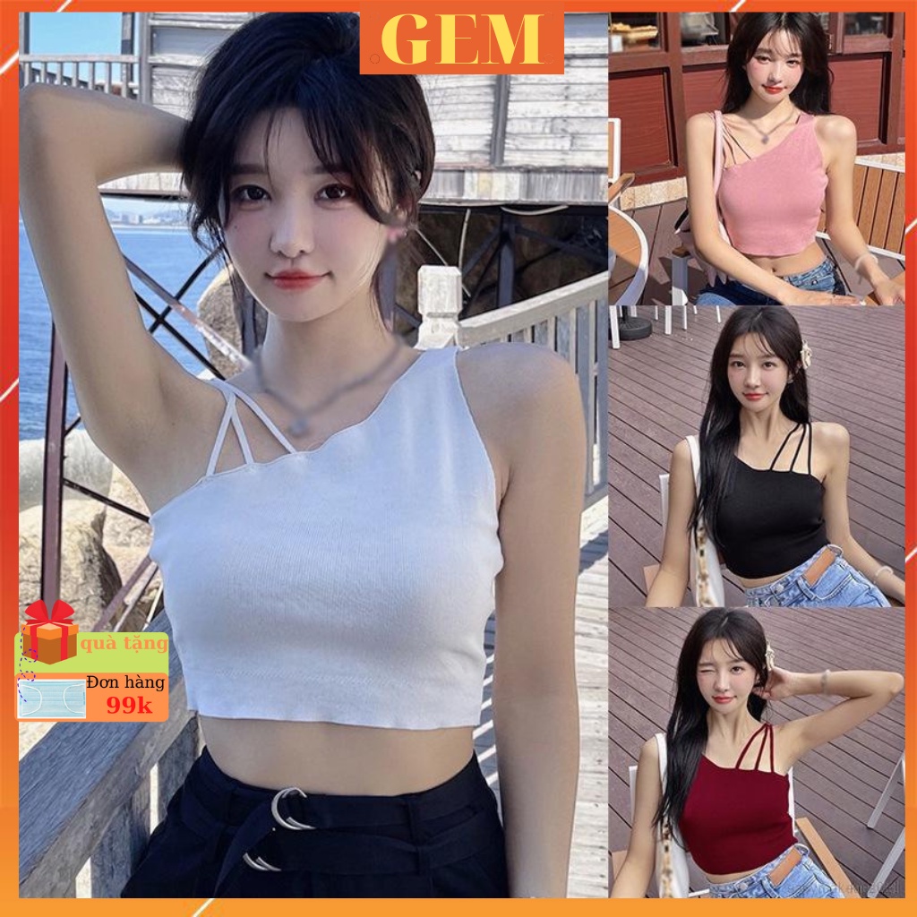 Áo croptop kiểu chéo thân hở vai , áo sát nách nữ 3 dây sexy