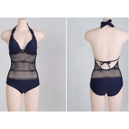 Bikini liền thân chất thun lạnh cổ yếm pha ren hàng Quảng Châu