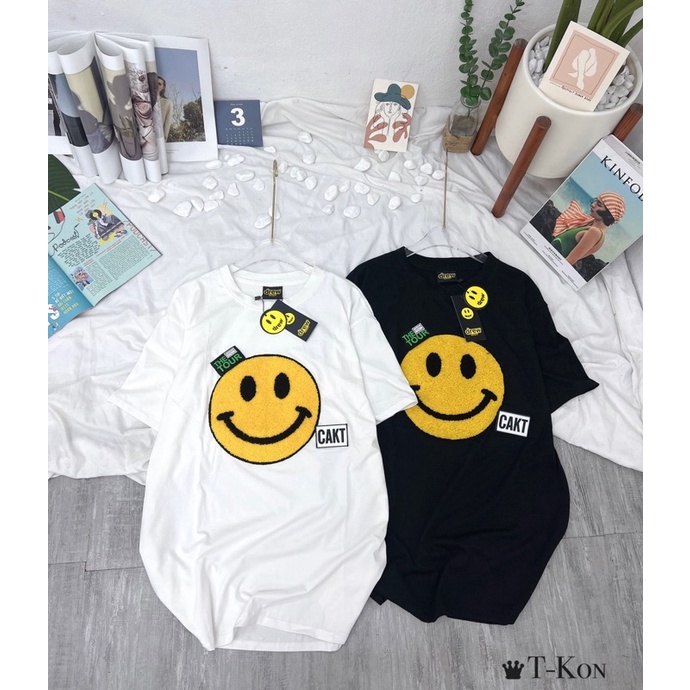 Áo thun nữ, Áo phông nữ hình mặt cười thêu nổi hàng QCL1