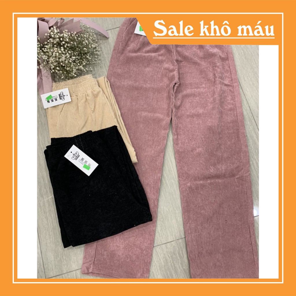 THỜI TRANG NỮ 24H- ONLINE xin chào chị yêu   Quần Nhung Ống Rộng Culottes Ulzzang Cạp chun nữ