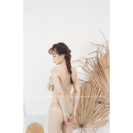 𝑹𝑬𝑼𝑺𝑺𝑰𝑬 𝑩𝑰𝑲𝑰𝑵𝑰 Đồ bơi hai mảnh cạp thấp áo quây bandeau  phong cách Hàn Quốc