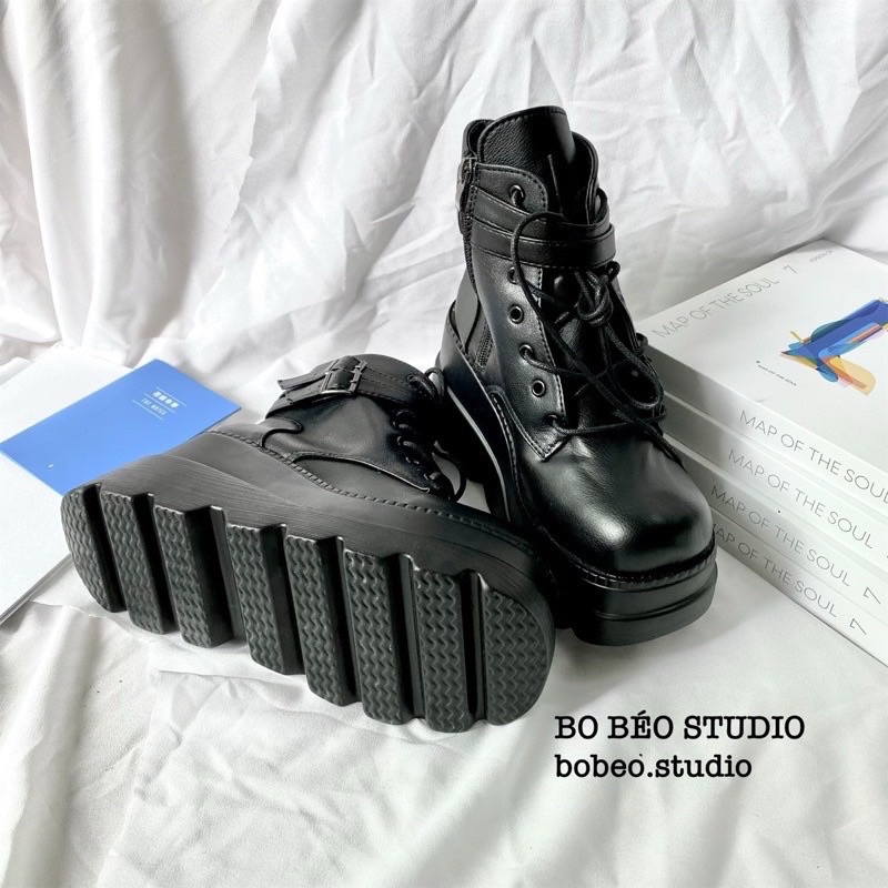 BỐT ĐEN TRIFLE ĐẾ CAO 10CM 2 LỚP - BLACK TRIFLE PLATFORM BOOTS