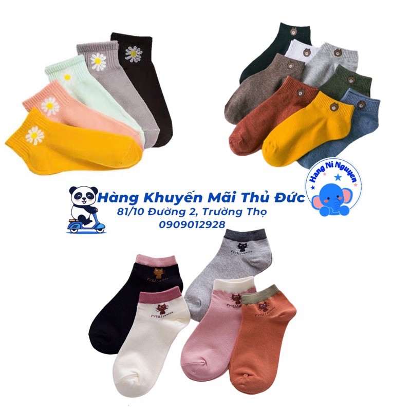 Set 10 đôi vớ Hoa cúc/Gấu/mèo hot trend