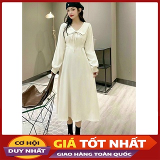 Đầm Nữ Chất Da Lộn Cổ Sen Viền Ren Dáng Dài M806-Violet