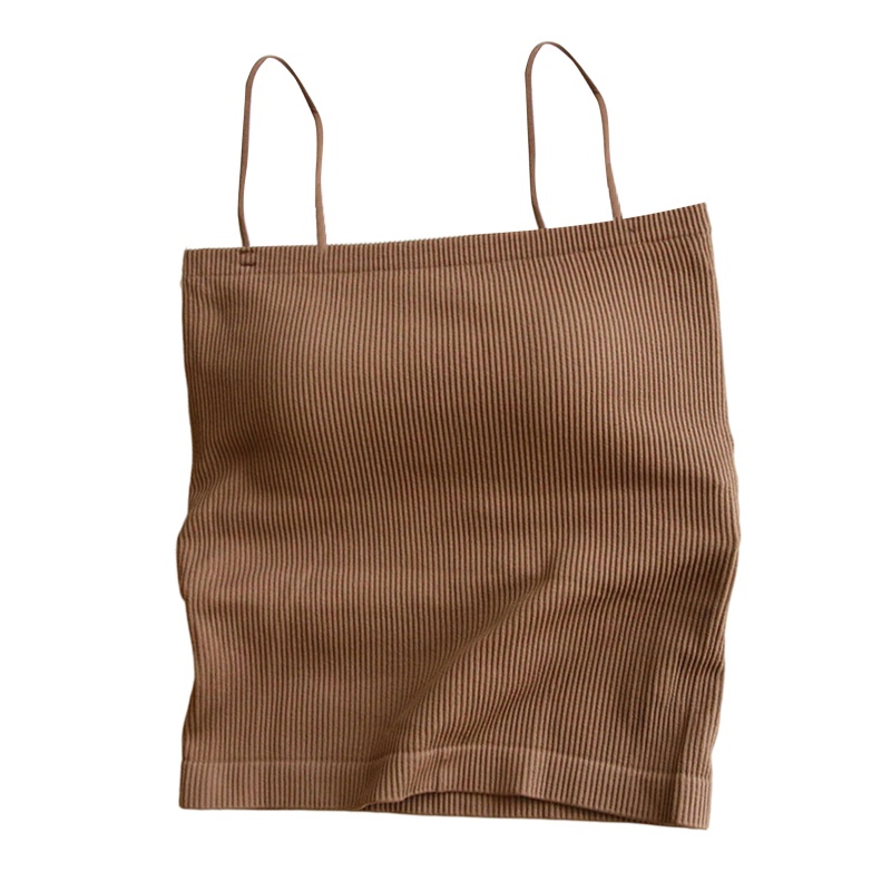 Áo Croptop Hai Dây Dệt Kim Mỏng Có Đệm Ngực Màu Trơn Thời Trang Mùa Hè Cho Nữ