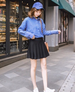 CHÂN VÁY TENNIS XẾP LY BASIC ĐEN TRẮNG