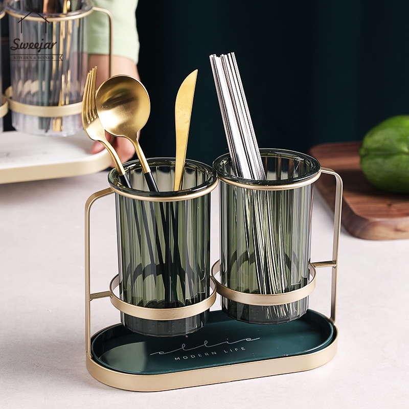 SWEEJAR Giá đỡ  sắp xếp đũa muỗng nĩa kiểu ống có bộ lọc bằng sắt