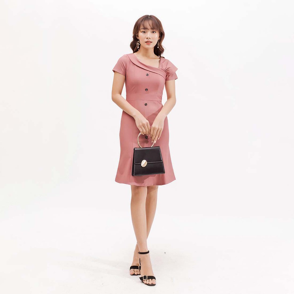 Đầm công sở nữ thời trang Eden dáng ôm body tay ngắn cách điệu tôn dáng sang trọng lịch sự - D393