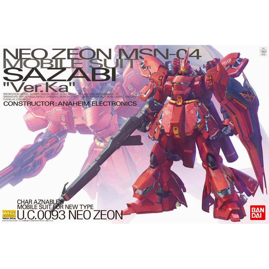 Mô hình lắp ráp Gunpla MG 1/100 Sazabi Ver.Ka Gundam Bandai Japan