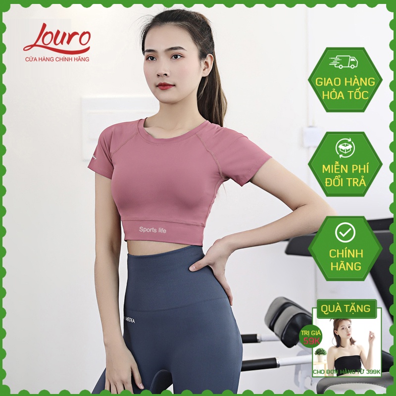 Áo tập gym, yoga nữ Louro LA57 kiểu áo croptop body dùng tập thể thao, gym, yoga, zumba, chất liệu siêu co giãn