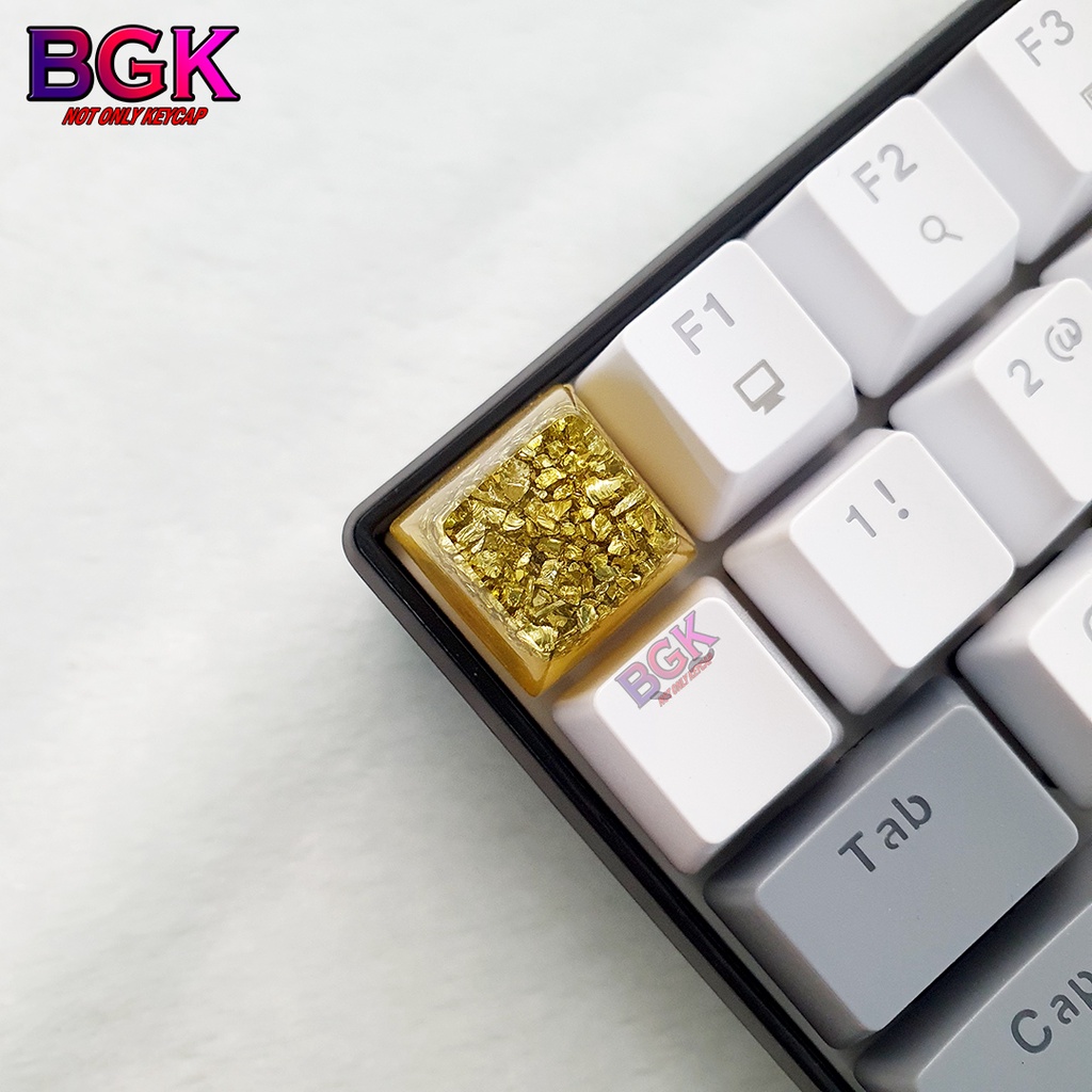 Keycap Lẻ Tinh Thể Vàng Golden Crystal Keycap SA profile ( keycap resin độc lạ )( Keycap Artisan )