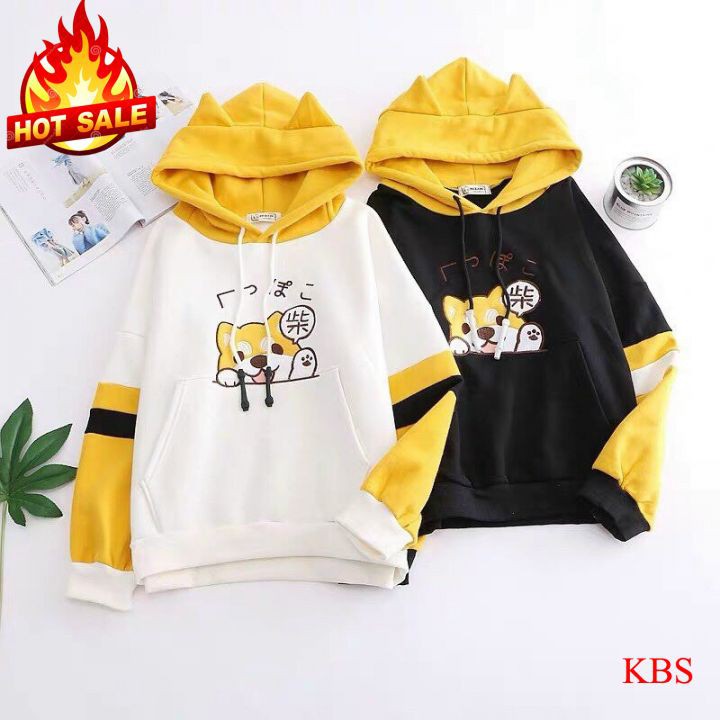 Áo khoác nỉ hoodie KN1 mèo kute unisex cho nam và nữ, chất liệu nỉ trần bông dày đẹp, co giãn thoải mái, form rộng có mũ