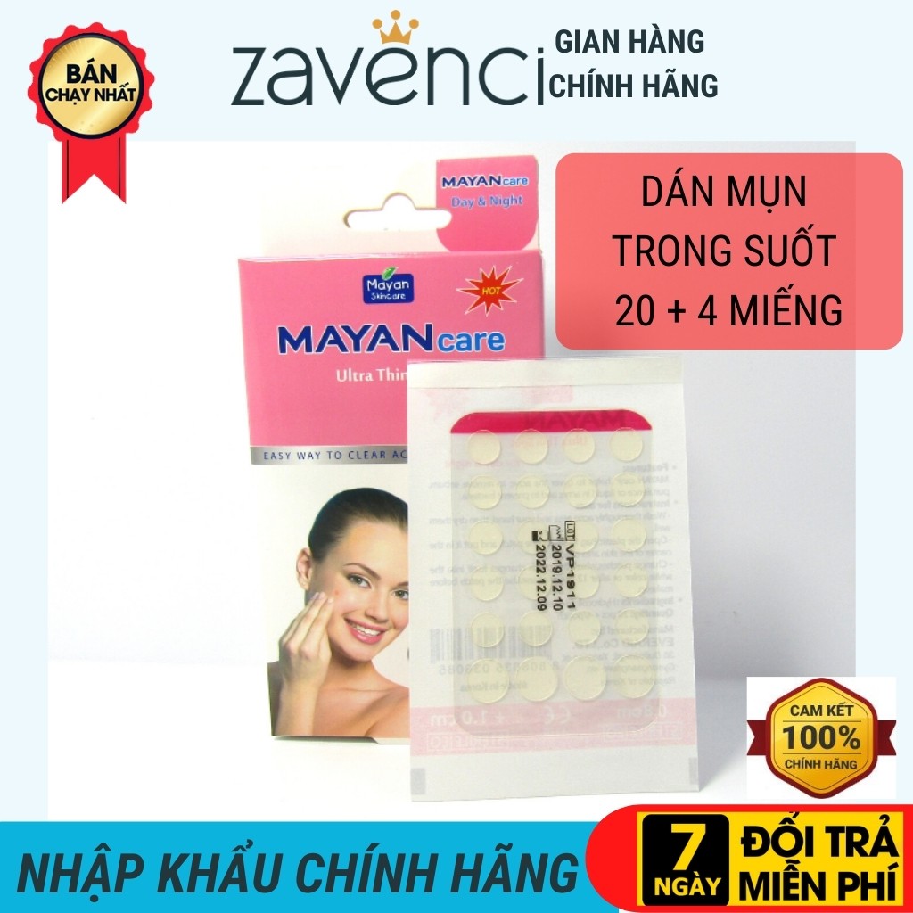 Miếng Dán Mụn MAYAN Dán Mụn Trong Suốt Hút Mụn Cấp Tốc (20 miếng +4) | Thế Giới Skin Care