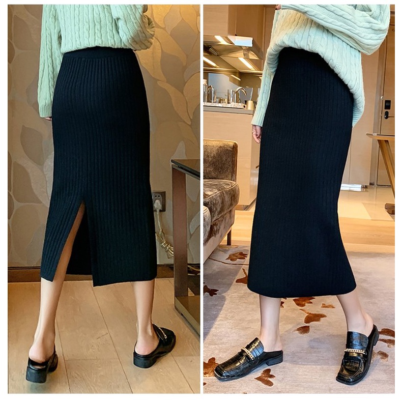 {Amanda} Chân váy nữ bút chì chất len dày ôm body xẻ tà sau. Chân váy len tăm nữ chất đẹp | BigBuy360 - bigbuy360.vn