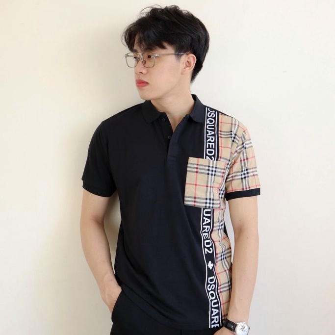 Áo thun nam polo có cổ tay ngắn giá rẻ thuê kiểu BBR vải cotton co dãn