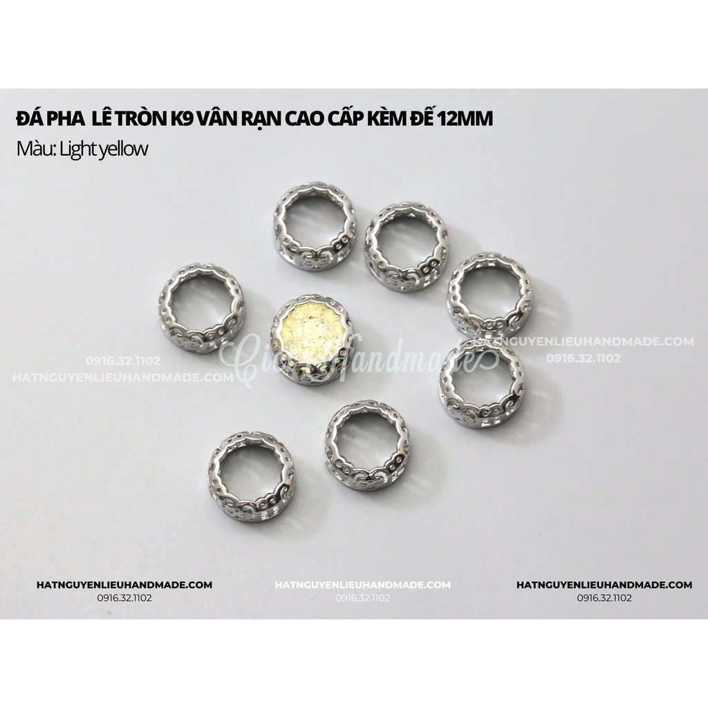 Đá pha lê tròn đá K9 vân rạn cao cấp 12mm (kèm đế hoa văn cao cấp) chuyên đính kết