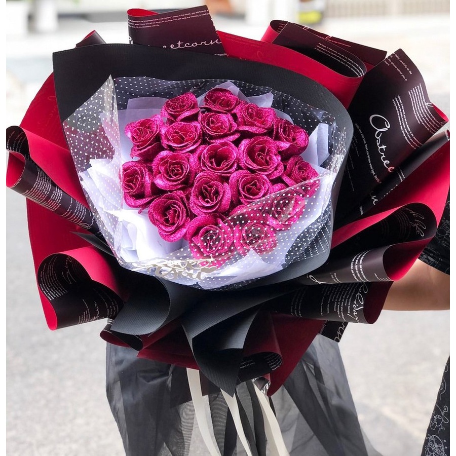 [HỎA TỐC] Bó hoa hồng sáp nhũ kim tuyến Lala đa dạng nhiều mẫu hoa hồng sáp thơm làm quà tặng cho mẹ, người yêu