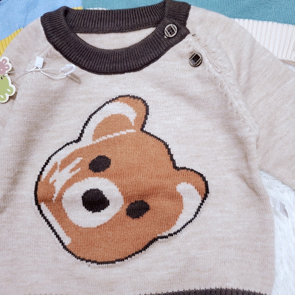 347 Áo len cúc vai dài tay mịn hàng loại 1 quảng châu cho bé trai/ bé giá (6-11kg)