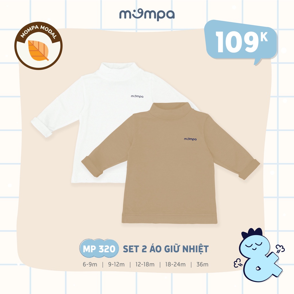 Áo giữ nhiệt cho bé SET 2c Mompa 6 tháng - 4 tuổi vải Modal giữ ấm thu đông co giãn mềm dáng ôm