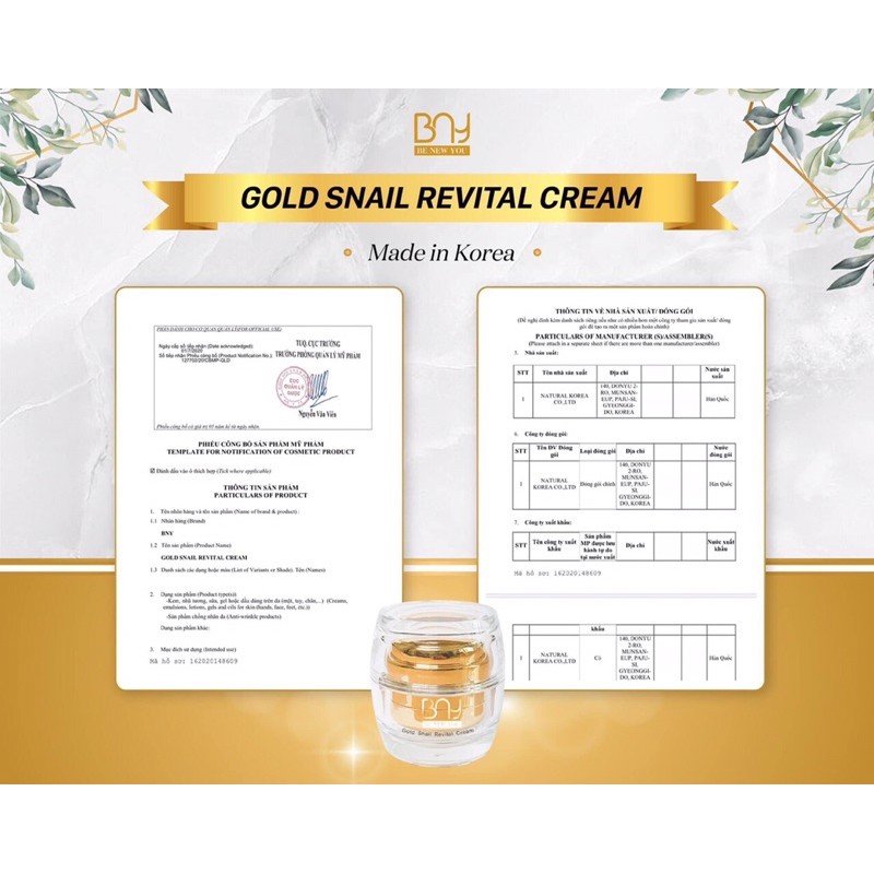 COMBO vàng dưỡng da BNY. (Kem face + sữa rửa mặt tẩy trang)