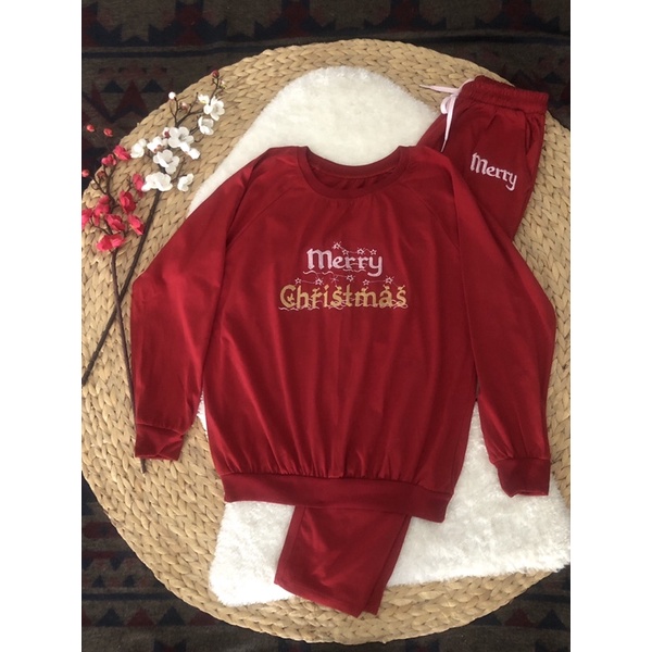 Bộ thun đỏ dài tay Christmas / Paris
