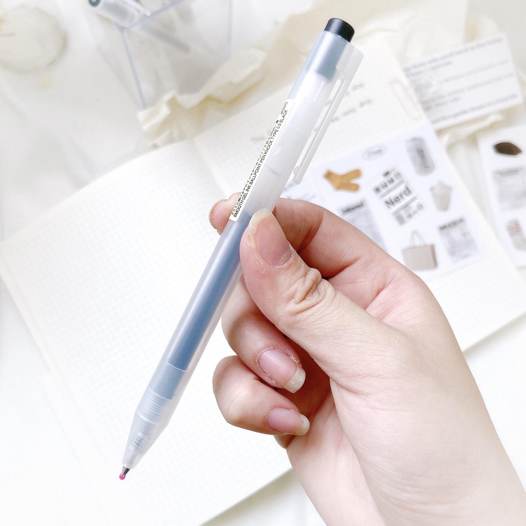 Pick up Bút Gel Muji Chính Hãng nắp đậy bút bấm 0.38/0.5mm viết bài trang trí sổ tay take note bullet journal