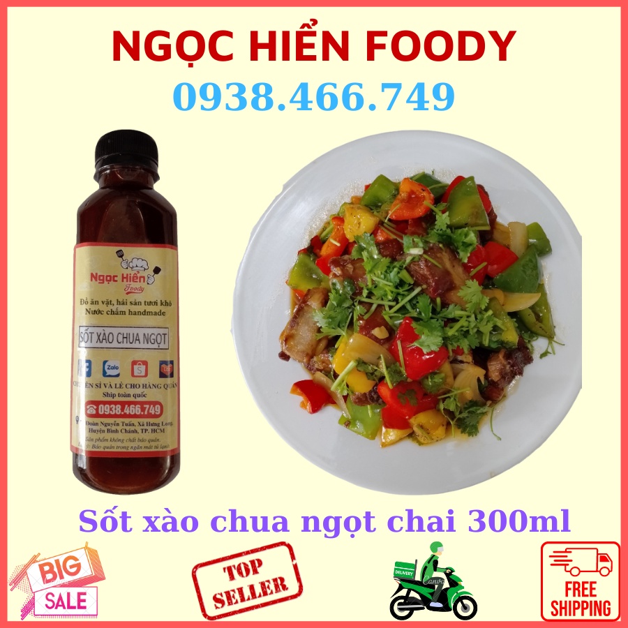 Sốt xào chua ngọt đa năng cho các món heo bò gà, 1 chai 300ml, NGỌC HIỂN FOODY